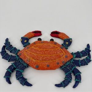 Colorful Resin Crab Wall Plaque Coastal Nautical Decor Beach House Wall Art